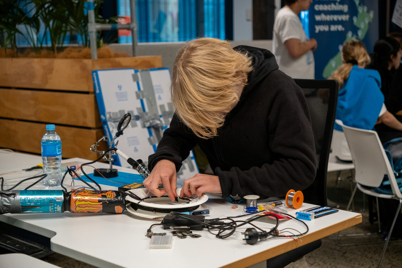 Students showing off what they built