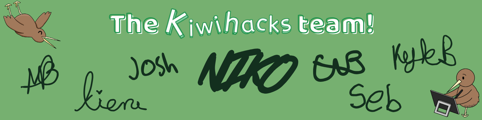Signatures of the KiwiHacks team